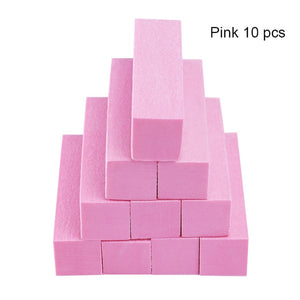 10Pcs/set Pink Form Nail Buffers File For UV Gel White Nail File Buffer Block Polish Manicure Pedicure Sanding Nail Art Tool