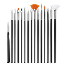 Load image into Gallery viewer, ROHWXY Nail Brush For Manicure Gel Brush For Nail Art 15Pcs/Set Ombre Brush For Gradient For Gel Nail Polish Painting Drawing